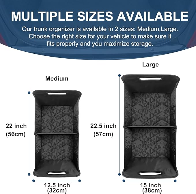 Deosk Car Trunk Organizer for SUV, Car Organizers and Storage with Reinforced Handles, Car Accessories for Women/Men 50LWaterproof Polyester Trunk Organizer, Black