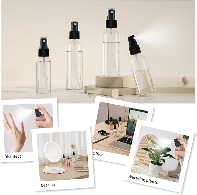 EPHECH 100PCS Small Spray Bottle, 1oz/30ml Travel Spray Bottle Clear Fine Mist Spray Bottles Plastic Empty Refillable Spray Bottles for Skin Care, Hair Care, Plant Care & Home Cleaning