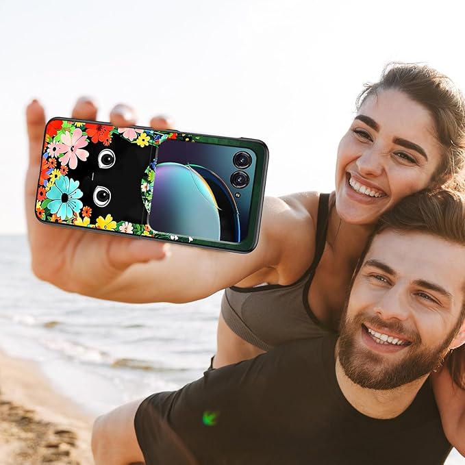 for Motorola Razr Plus 2025 Case,for Razor Plus 2025 Phone Case Cute Slim Hard PC Ultra-Thin Anti-Scratches Shockproof Protective Cover,Cute Cat Flower