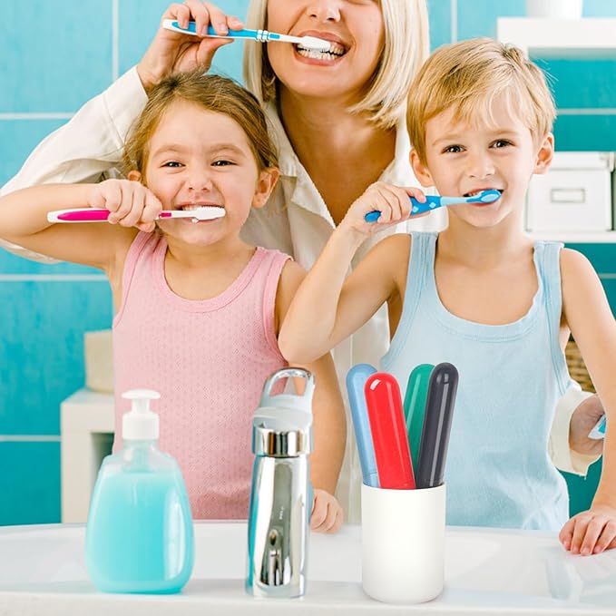 Hooqict 4 Pack Travel Toothbrush Case Portable Travel Toothbrush Holder Plastic Toothbrush Container Protector Cover for Traveling, Camping, Home, School, Business