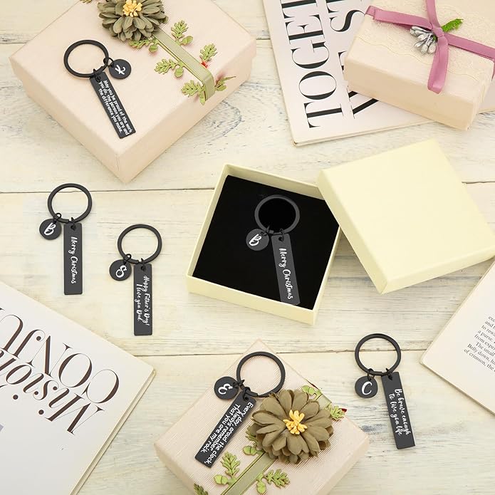 Gisafai 30 Pcs Laser Engraving Stainless Steel Keychain Blanks Engravable Metal Keychains for Graduation Crafts DIY Gifts