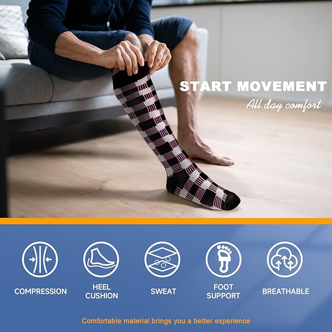 bropite Compression Socks for Women & Men Circulation-Support Knee High Socks 20-30 mmhg-Best for Running,Medical,Nurse,Travel