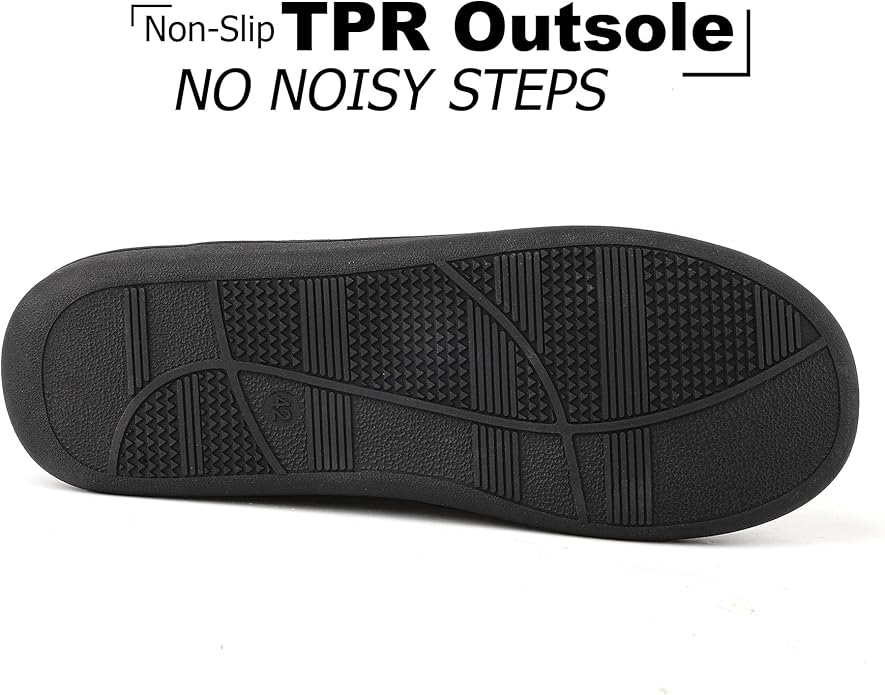 riemot Mens Furry House Slippers Memory Foam Bedroom Shoes Cushioned Lightweight Home Shoe with Thicken Sole Indoor Outdoor Travel Slipper
