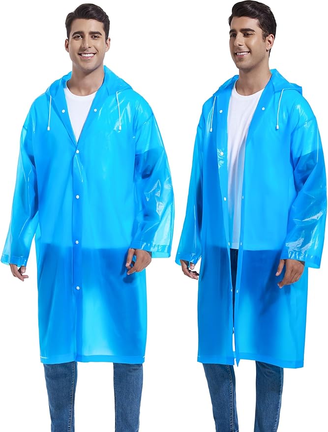 2PCS Rain Ponchos for Adults Reusable Rain Coats for Adults Rain Jackets Raincoats for Men Women
