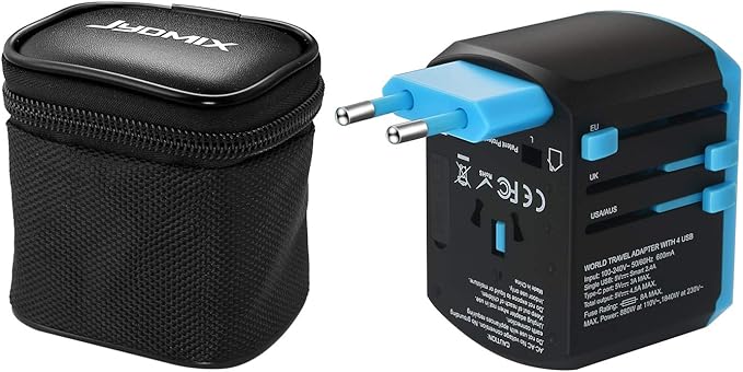 All in One Universal USB Travel Power Adapter with 3 USB Port and Type-C International Wall Charger Worldwide AC Power Plug 8 Pin AC Socket for Multi-Nation Travel UK, EU, AU, Asia