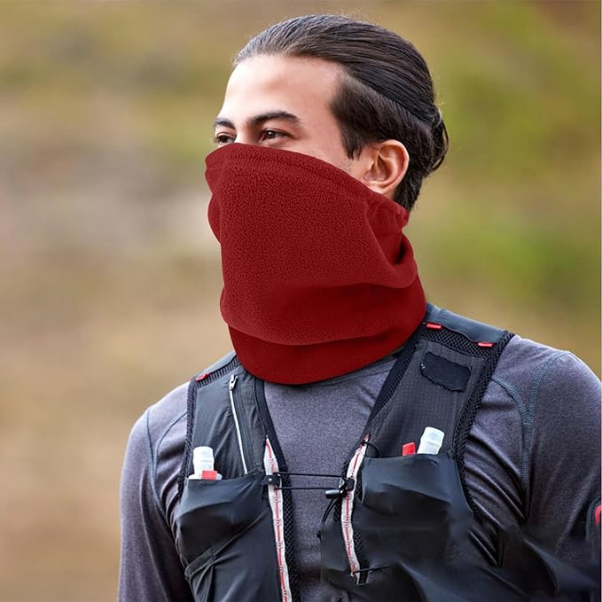 12 Pieces Fleece Neck Warmer For Men Women Winter Neck Gaiter Windproof Face Covering