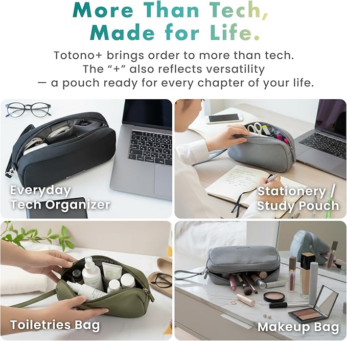 BELLEMOND Tech Organizer Pouch for Travel | Electronics Organizer Case for Cables, Chargers & Accessories | Hidden AirTag Pocket, Cable Pass-Through & Waterproof Base | Sumi Black