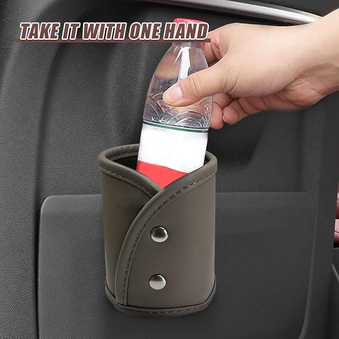 YoRise Car Door Cup Holder, Scratch-Resistant Clip-On Leather Auto Seat Side Water Bottle Holder, Universal Vehicle Interior Hanging Storage Organizer Accessories for Truck Sedan SUV (Brown)