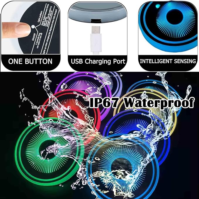 2PCS LED Car Cup Holder Lights, Light up Car Coasters for Cup Holders 7 Color-Changing Light Up Cup Holder Insert Coasters, Waterproof Car Accessories for Teens, Car Gifts for Men & Women
