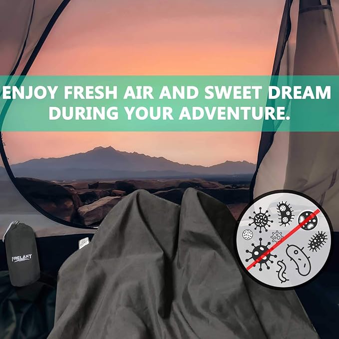 Frelaxy Sleeping Bag Liner, XL Travel Sheet & Camping Sheet for Backpacking, Hotel, Hostels & Traveling, Comfy & Easy Care, 4 Seasons Warm Cold Weather