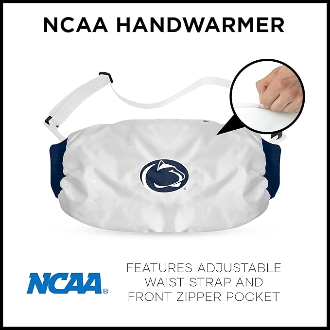 Northwest NCAA Penn State Nittany Lions Hand Warmer with Adjustable Waist Strap, Officially Licensed Cold Weather Hand Muff for College Sports, Outdoor Sports, Insulated Pocket, Polyester, 7 x 15 in