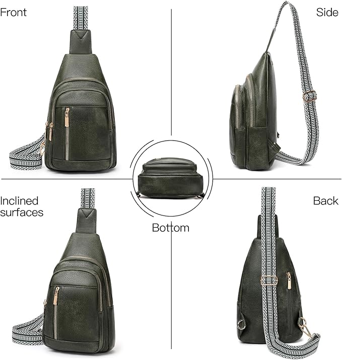 GAEKEAO Sling Bag for Women Crossbody Bags Vegan Leather Fanny Pack Chest Trendy Shoulder Bag for Travel Everyday Vacation