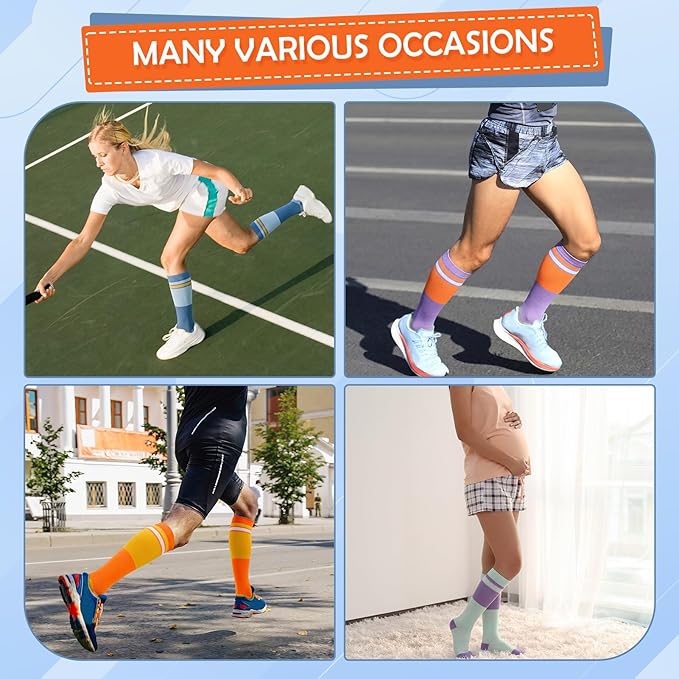 Compression Socks for Women Men Knee High Comfort Circulation Support Socks for Athletic Running Cycling Travel