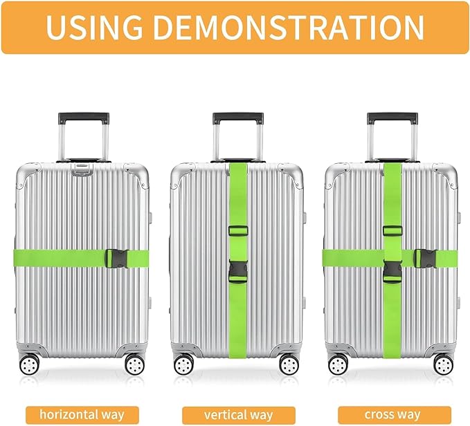 BILIONE 4 Pack Luggage Straps 79" Long Belts Keep Suitcase Secure While Traveling, TSA Approved Add a Bag Premium Accessory for Travel Bag Closure (Blue+Orange+Rose Pink+Green)