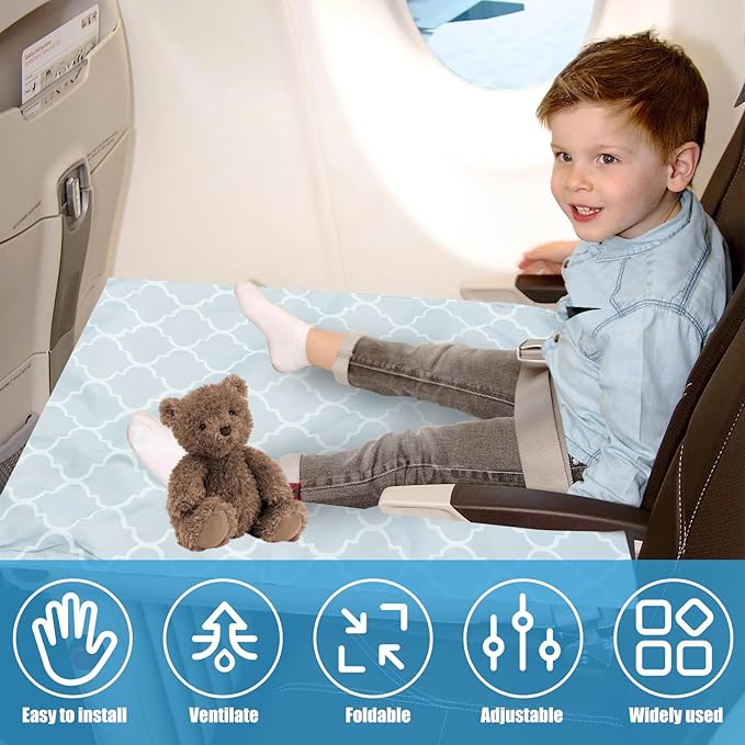 US Toddler Airplane Seat Extender Comfortable Toddler Airplane Footrest Lightweight Portable Toddler Airplane Bed Easy to Use Kids Airplane Travel Essentials with Storage Bag 30×18in for Kids Toddler
