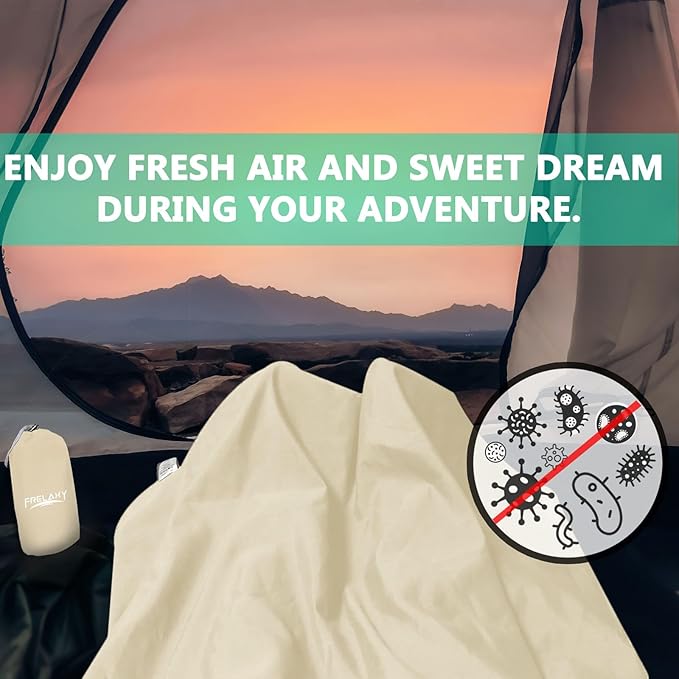 Frelaxy Sleeping Bag Liner, XL Travel Sheet & Camping Sheet for Backpacking, Hotel, Hostels & Traveling, Comfy & Easy Care, 4 Seasons Warm Cold Weather