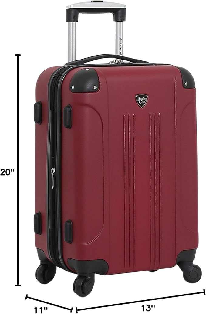 Travelers Club Chicago Hardside Expandable Spinner Luggage, Rhubarb, 22" Carry-On
