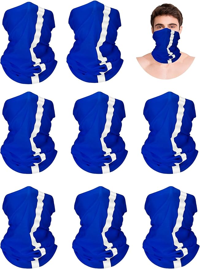 SATINIOR 8 Pcs Neck Gaiter Face Mask, Reflective Summer UV Protection Cooling Scarf Neon Breathable Bandana for Men Women