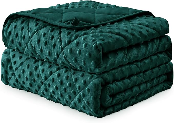 Green Weighted Blanket Kids 7lbs, 40"x60", Breathable Cooling Minky Heavy Throw Blanket for 60-90lbs, Soft Winter Thick Big Blankets Weighted Comforter Gifts for Sleeping