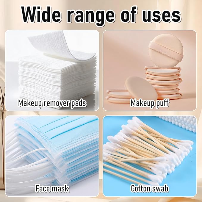3 PCS Portable Travel Cotton Pad Holder, Transparent Cotton Swab Dispenser, Cosmetic Sponge Storage Dental Floss Box for Bathroom Vanity Countertop Storage Organizer