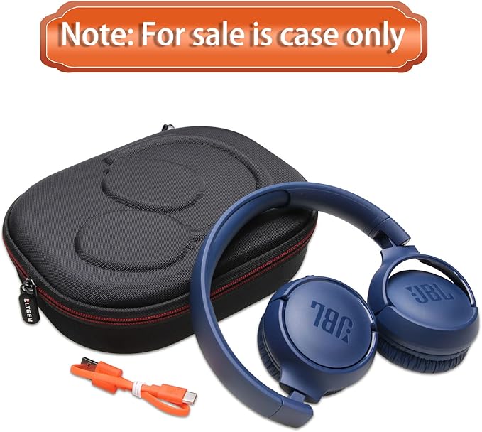 LTGEM Case Compatible with JBL Tune 770NC / 510BT / 720BT / 520BT / 520C / 670NC, for JBL Live 770NC / 670NC / 680NC / 780NC Headphones, Black+Orange