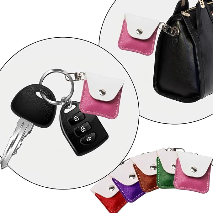 Leather Ring Holder Keychain for Gym, Portable Jewelry Travel Ring Keeper Case for Wedding ring and Necklaces
