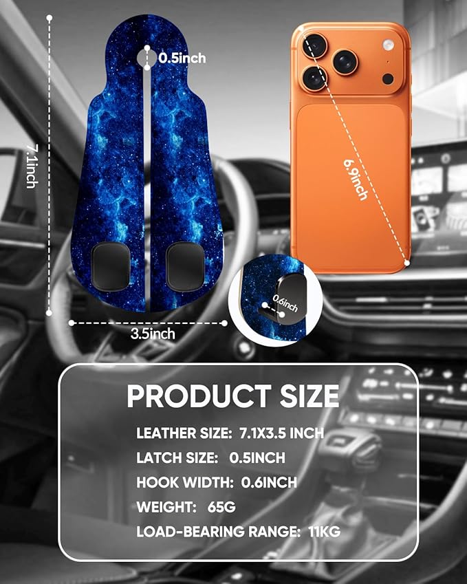 WOCOCN Purse Holder for Car, 2 Pack Heavy Duty Purse Hanger for Car, PU Leather Car Seat Hooks for Purses and Bags, Cute Starry Sky Headrest Organizer for Handbags & Backpacks