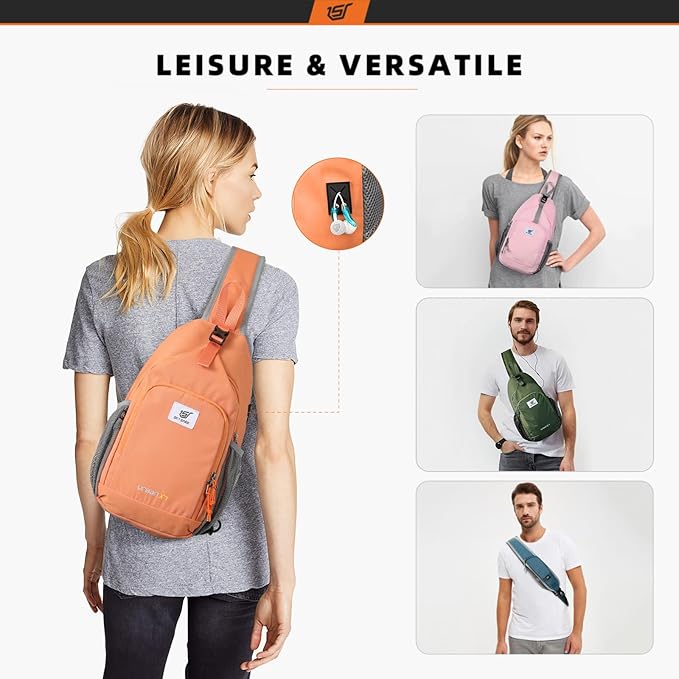 SKYSPER Sling Bag RFID Crossbody Sling Backpack Cross Body Shoulder Bag Travel Hiking Daypack for Women Men(Orange)