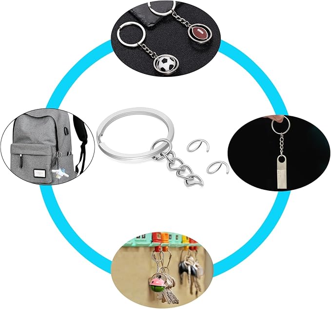 50Pcs Keychain Key Ring with Chain Bulk Split Key Chain,1.1 Inch Key Chains Parts with Open Jump Ring Connector for Jewelry Making Crafts (White K)