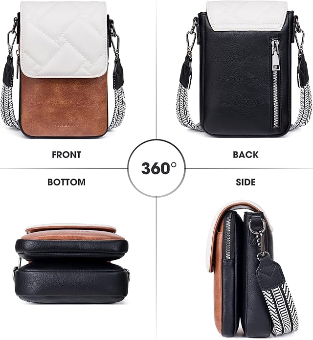POIUGOYA Crossbody Bags for Women,Small Crossbody Purse with Triple Compartments,Cell Phone Wallet with Card Slots for Travel | Small