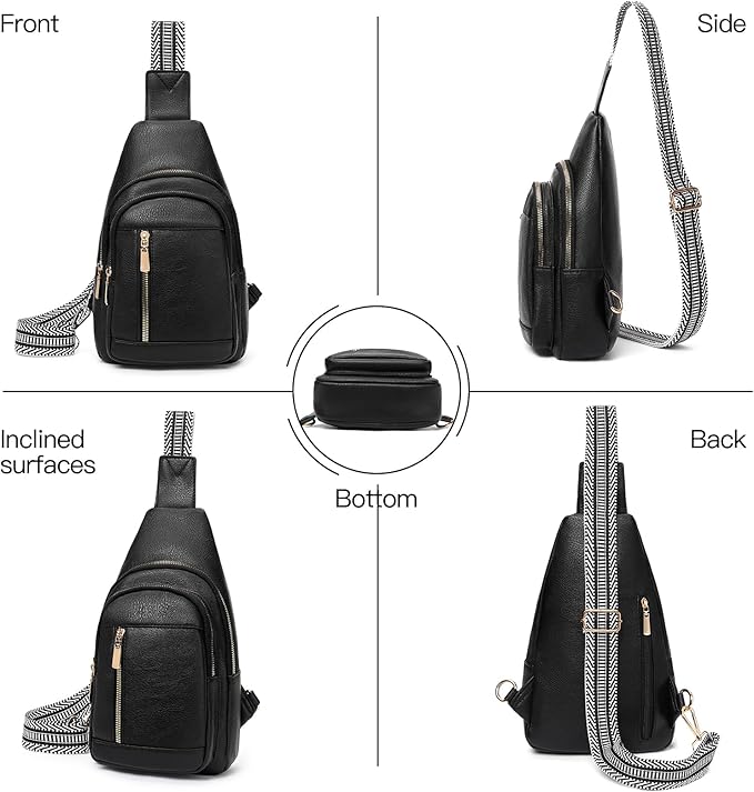 GAEKEAO Sling Bag for Women Crossbody Bags Vegan Leather Fanny Pack Chest Trendy Shoulder Bag for Travel Everyday Vacation