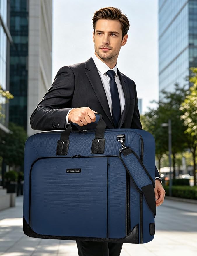 Noozion Garment Bag for Travel, Large Carry On Suit Bag for Business Up to 3 Suits, Wrinkle Free Garment Bag for Hanging Clothes with Shoulder Strap, Laptop Compartment, and Wet-Dry Pocket