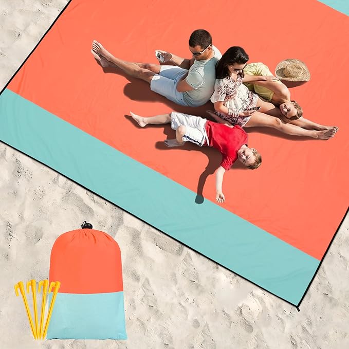 HIHOHO Beach Blanket Waterproof Sandproof Extra Large Beach Mat 79" X 83"/120"x108"for 1-8 Adults Quick Drying Durable Outdoor Picnic Mat for Beach Travel Camping Hiking