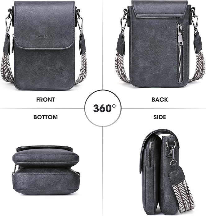 POIUGOYA Crossbody Bags for Women,Small Crossbody Purse with Triple Compartments,Cell Phone Wallet with Card Slots for Travel | Small