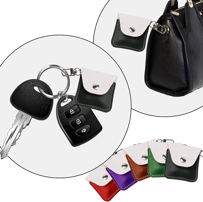 Leather Ring Holder Keychain for Gym, Portable Jewelry Travel Ring Keeper Case for Wedding ring and Necklaces
