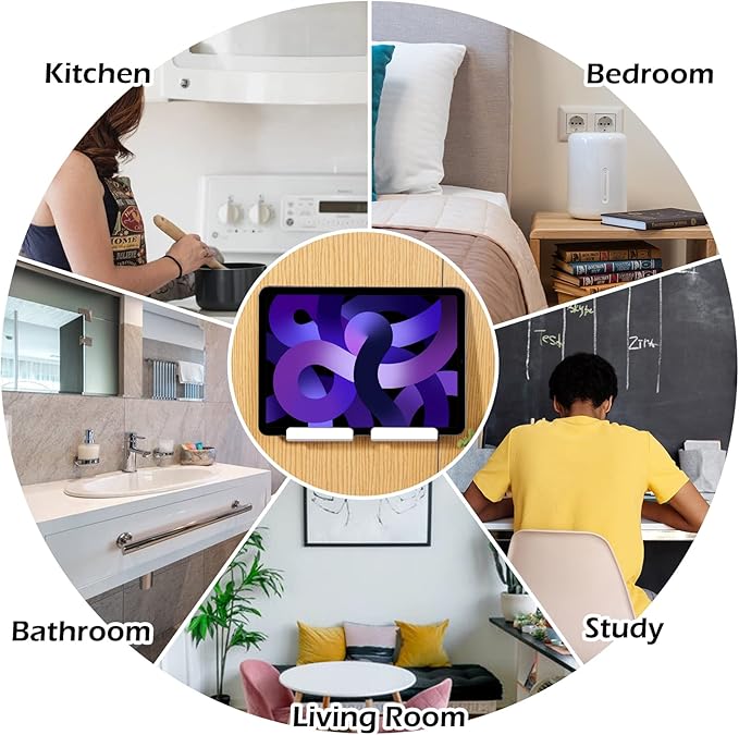 Kamehame Wall Mount Holder, Adhesive Wall Stand for Tablet Smartphones eReader (White)