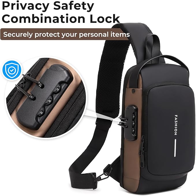Rcrirth Sling Bag For Women | Anti Theft Crossbody Bags For Women & Men - Travel Hiking Purse Chest Bag Daypack ā Black