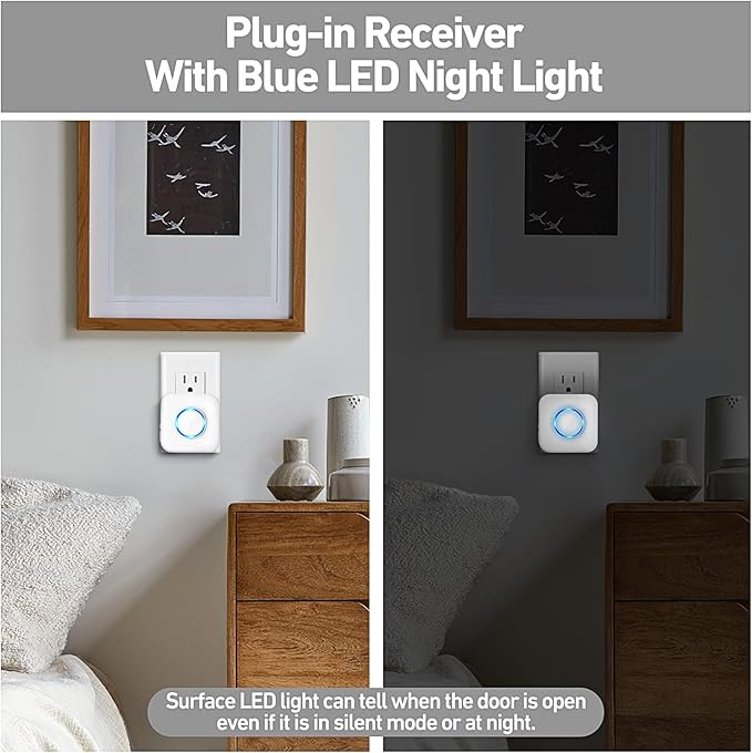Door Chime, Satisure Wireless Door Open Contact Sensor Alarm Chime, Door Ringer Alert for Business/Store/Home/Bedroom When Entering with 600 FT Range 58 Chimes 5 Volume Levels LED Indicators | Door Chime Ringer When Door/Window Opens