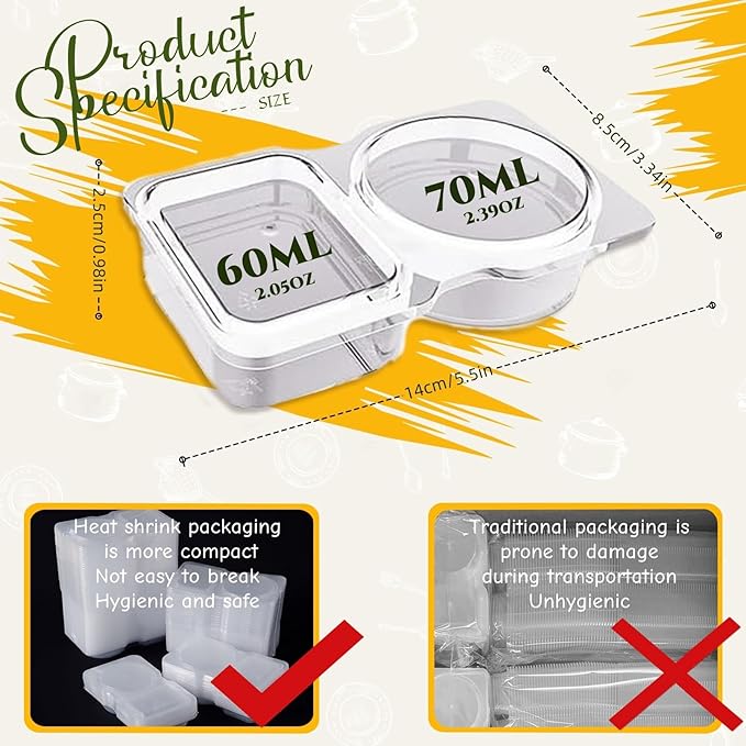 Reusable Snack Containers with Lids - 20PCS Leakproof 2 Compartment Containers for Portion Control, Mini Snack Containers for Meal Prep, Take Out Sauce, On-the-Go School, Travel