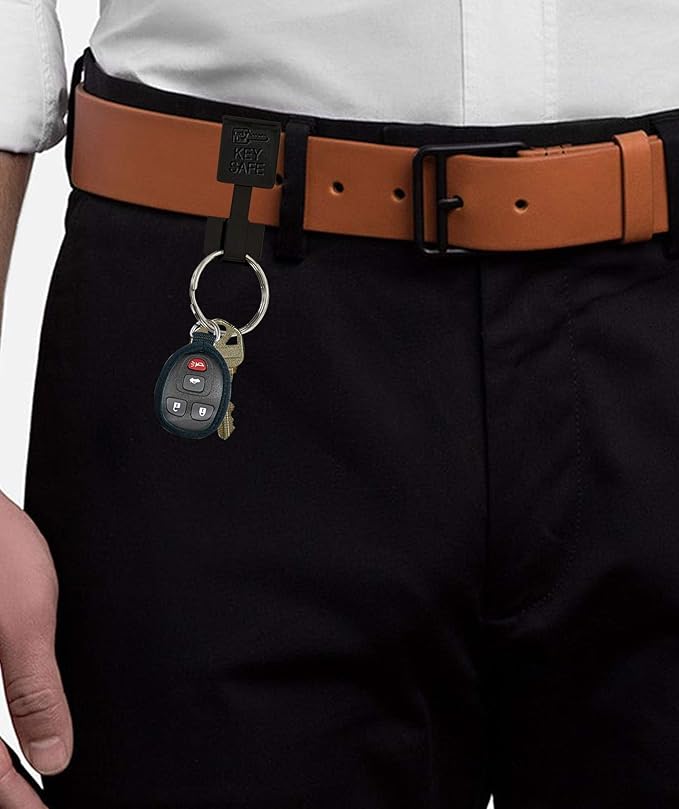 Lucky Line Key Safe Belt Key Ring Holder Slip On, Black Powder Coat, 30/Pk (47775)