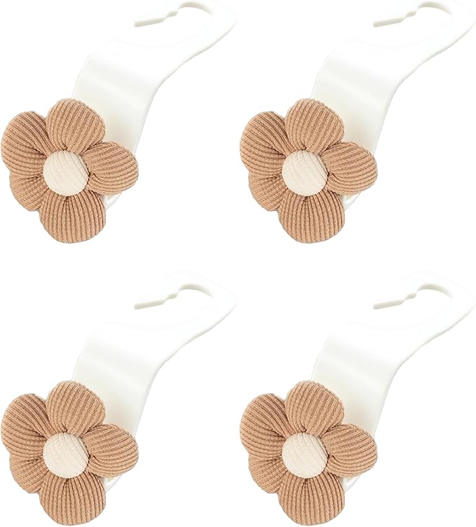 4PCS Car Headrest Hooks, Cute Flower Car Seat Organizer Hooks, Portable Seatback Organizer Hanger for Purses and Bags, Universal Automotive Accessories for SUV, Sedan, Truck (Orange/White)