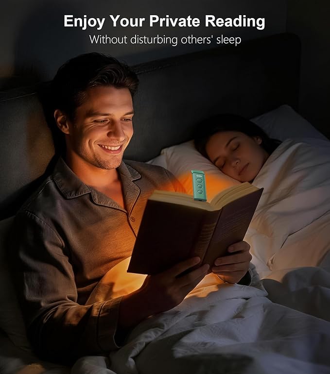 Gritin Book Light Rechargeable, Eye Caring 3-Color & 5-Brightness Clip on LED Reading Light for Books in Bed- Stepless Dimming, Long Lasting, Compact Size Flexible Book Lamp for Bookworms-Dark Green