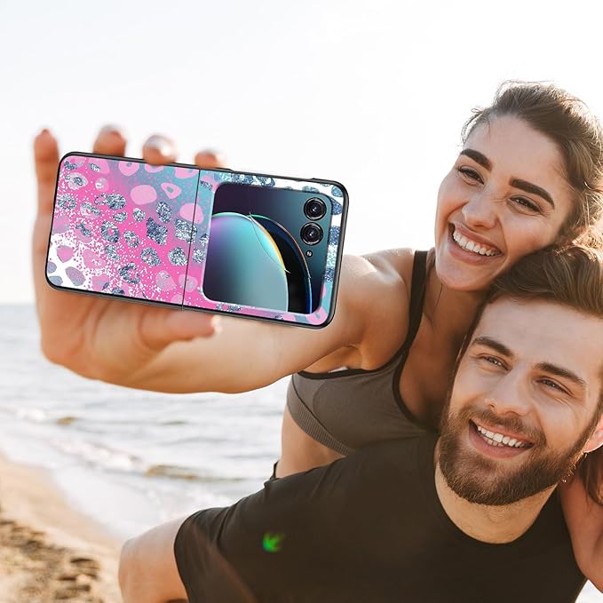 for Motorola Razr 2025 Case,for Moto Razr 60 Phone Case Cute Slim Hard PC Ultra-Thin Anti-Scratches Shockproof Protective Phone Cover,Pink Blue Glitter