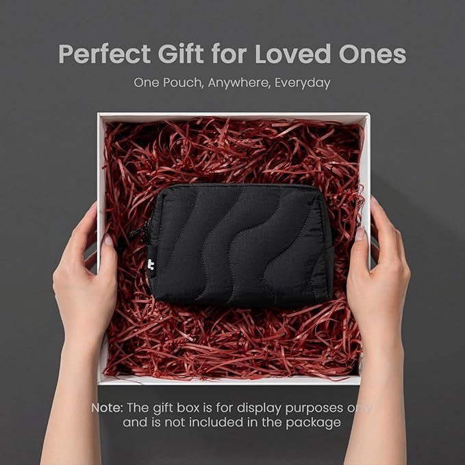 tomtoc Electronics Organizer Travel Case, Soft Puffy Organizer Bag Birthday Gifts Travel Essentials for Women Girls, Portable Accessory Tech Pouch Storage for Charger, Cord, Cable, Phone