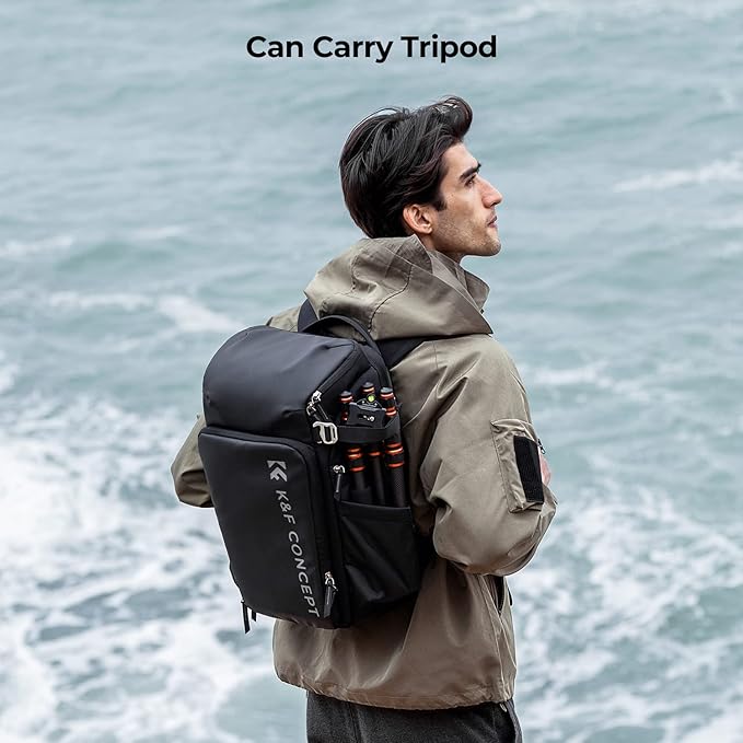 K&F CONCEPT Professional Camera Backpack, Large Photography Backpack Expandable to 25L, Quick Access&Water Resistant Camera bags with Rain Cover&Tripod Holder for Canon/Nikon/Sony/DJI/DSLR Mirrorless