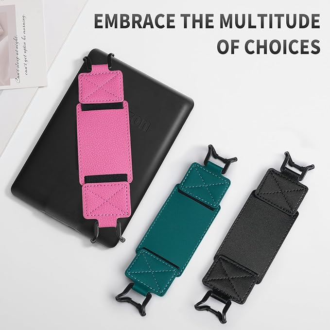 MoKo 2 Pack Security Hand Strap for 6-8" Kindle eReaders Fire Tablet -Kindle/Kobo/Voyaga/Lenovo/Sony E-Book Tablet, High-Elasticity Versatile Hand Strap Lightweight Finger Grip Holder, Rose Red+Green