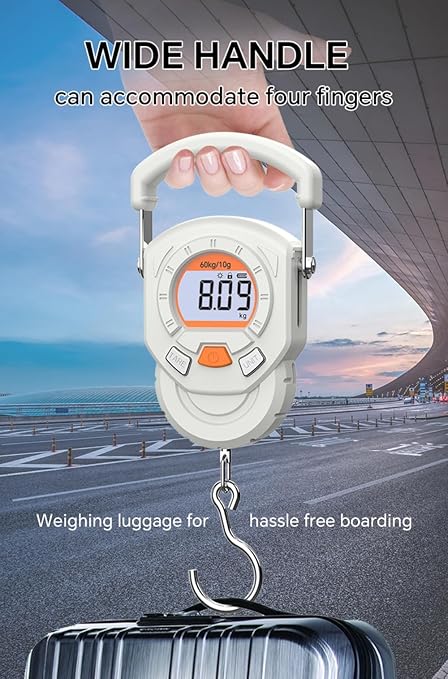 Klau Portable 60 kg / 120 lb Heavy Duty Luggage Scale Hanging Scales with Wide Handle Gray for Home Farm Hunting Outdoor