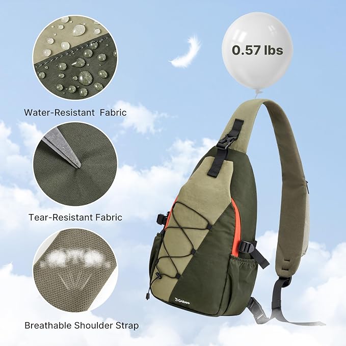 G4Free Sling Bag for Men Women, RFID Blocking Crossbody Bags, Hiking Daypacks Small Sling Backpack Chest Shoulder Bag Travel - Dark Green