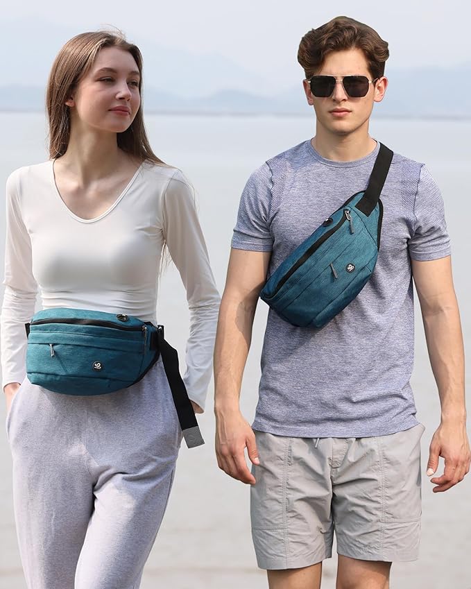 WATERFLY Running Belt Fanny Pack: Runner Marathon Jogging Waist Pack Sport Workout Exercise Fitness Phone Holder Belt for Men Women Jogger Slim Waistband Black