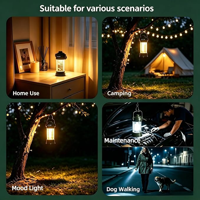 USB Rechargeable Camping Lights, 6 Lighting Modes Small Camping Lantern with Camping Flashlights, 2-in-1 Portable Tent Light with Lanyard, Suitable for Camping, Outdoor Hiking, Emergency Scenarios.